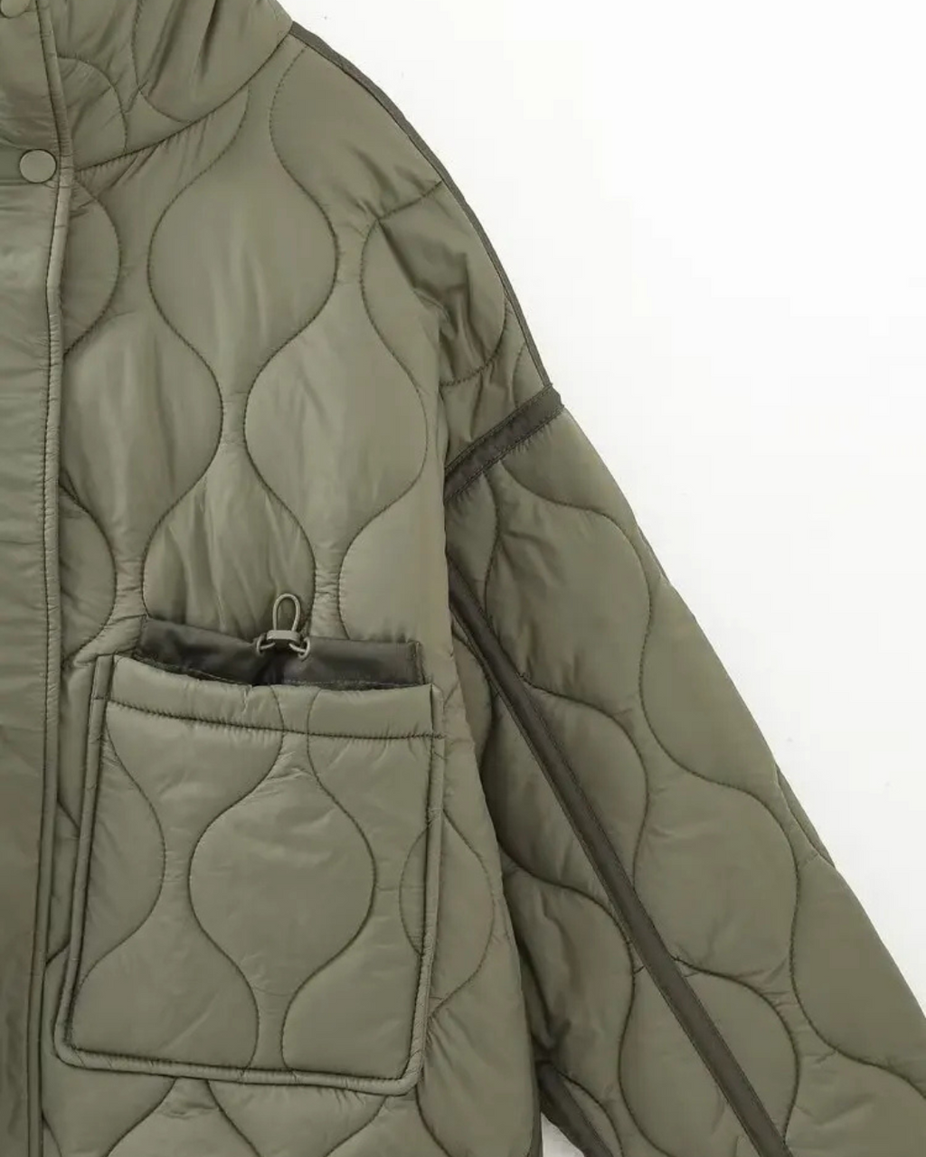 Katoenen Winterjas  met Trekkoord en Hoge Kraag voor Dames