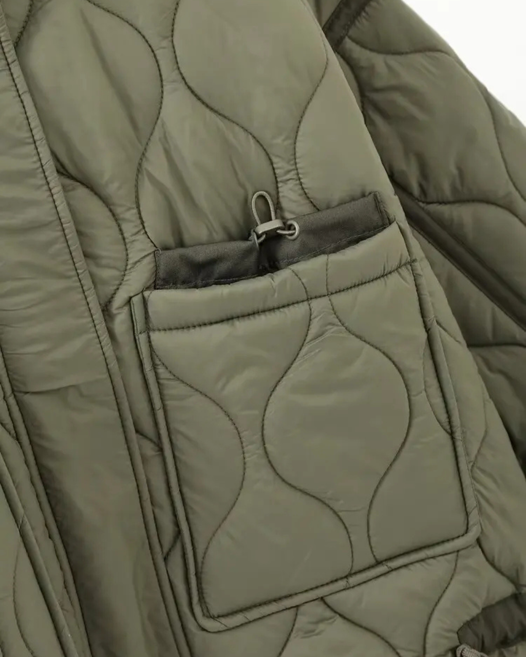 Katoenen Winterjas  met Trekkoord en Hoge Kraag voor Dames