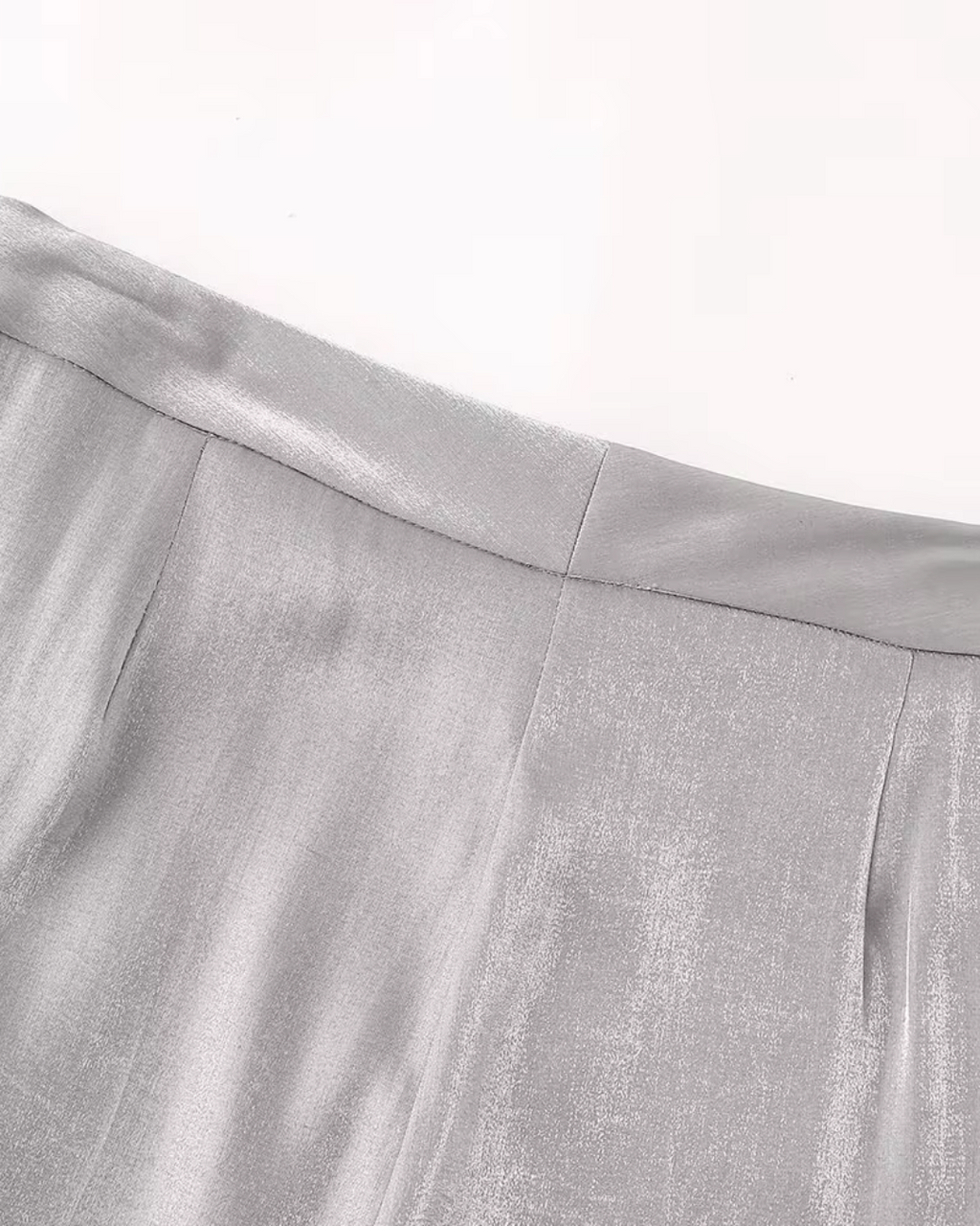 Satijnen Grijze Tweedelige Blazer en Broek Set voor Dames