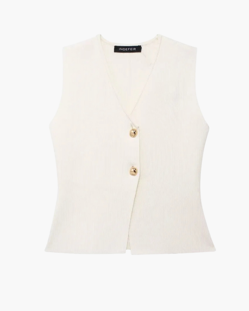 Gebreid Mouwloos V-Hals Vest met Gouden Knopen voor Dames