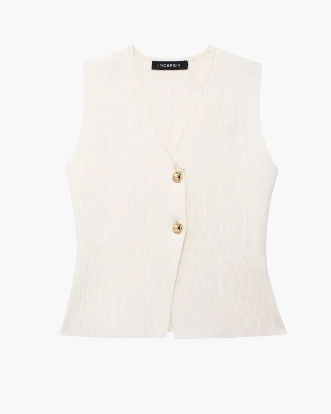 Gebreid Mouwloos V-Hals Vest met Gouden Knopen voor Dames