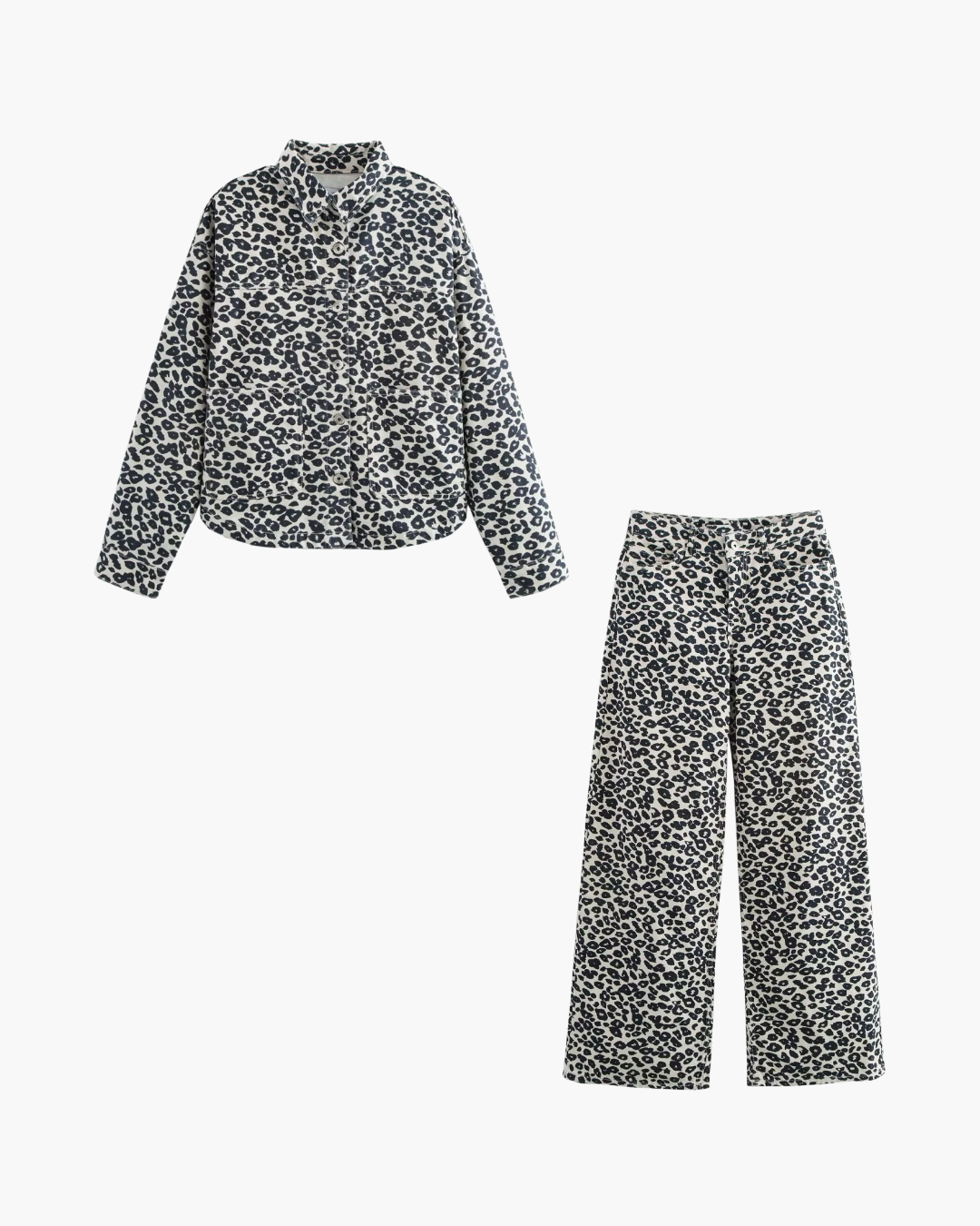 Casual Denim Pak met Dierenprint Jack en Broek voor Dames