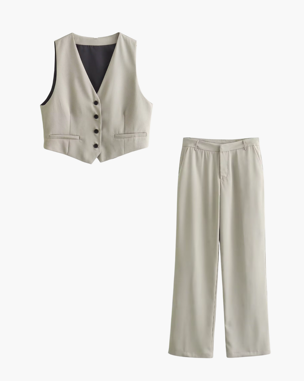 Mouwloos Vest met Hoge Taille Broek Set voor Dames