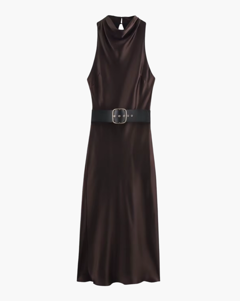 Elegante Satijnen Riemjurk in Vintage Bruin voor Dames