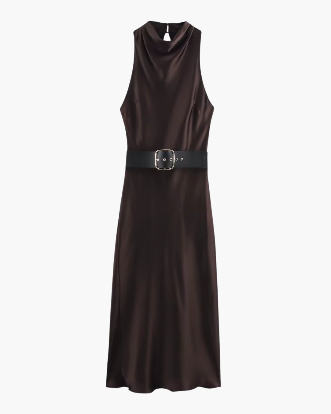 Elegante Satijnen Riemjurk in Vintage Bruin voor Dames