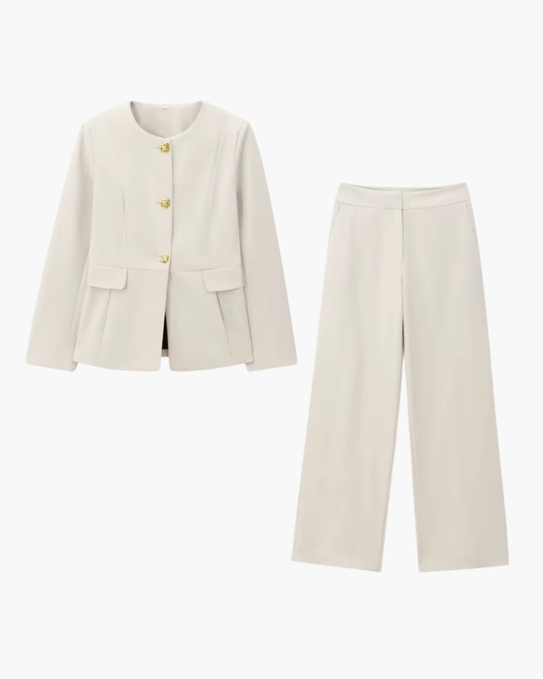 Slim Fit Colbert en Broek met Rechte Pijpen voor Dames