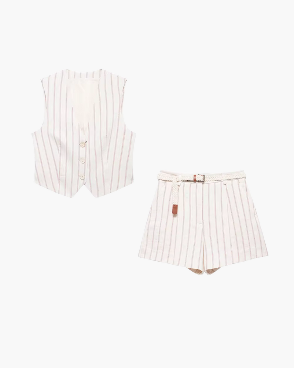 Gestreept Vest met Bermudashorts Set voor Dames