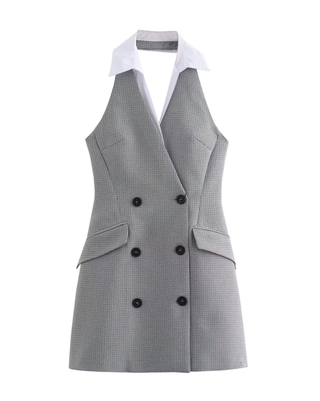 Grijze Mouwloze Mini Jurk voor Dames