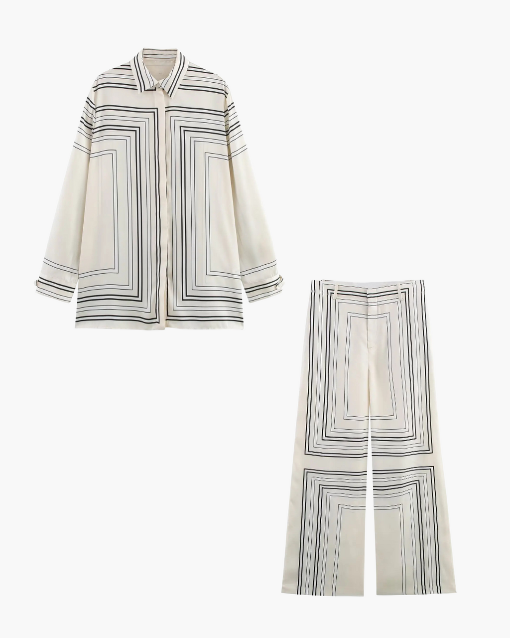 Broekpak met Print Shirt & Hoge Taille Wijde Broek voor Dames