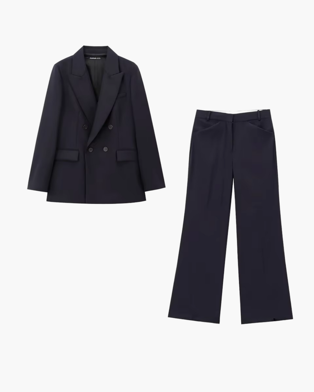 Elegante Luxe Marine Blauwe Blazer en Broek Set voor Dames