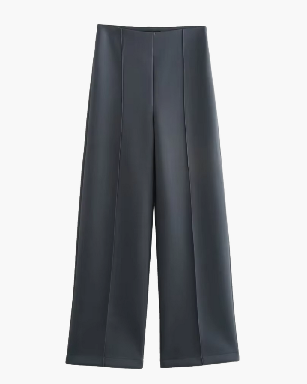 Hoge Taille Grijze Rechte Pijpen Broek voor Dames