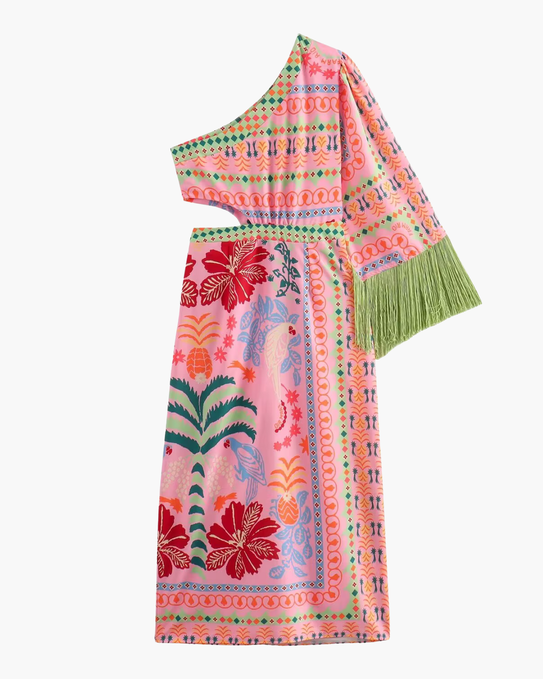 Elegante Zomerjurk met Hellende Schouder en Kwastjes voor Dames