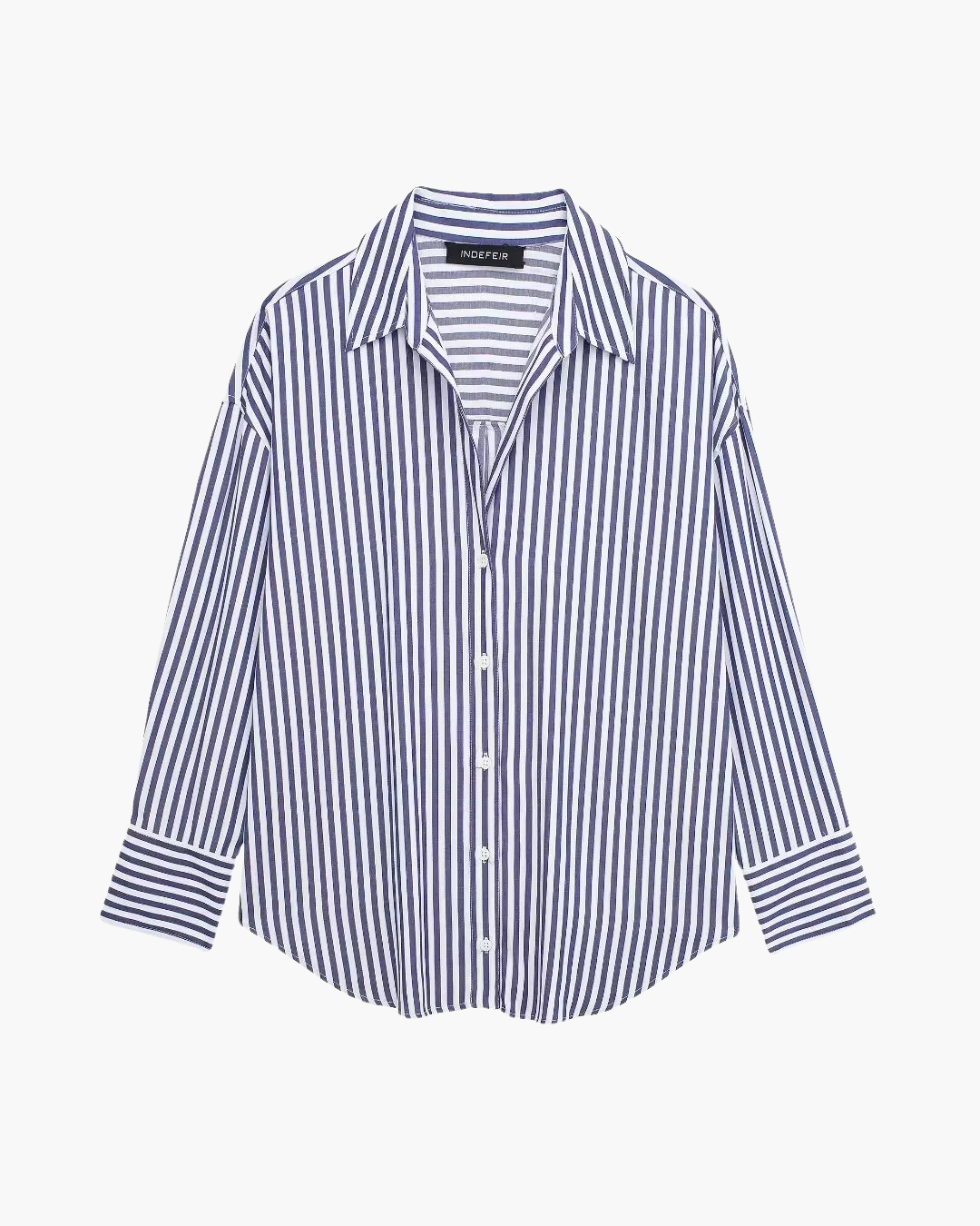 Blauw-Wit Poplin Blouse voor Dames