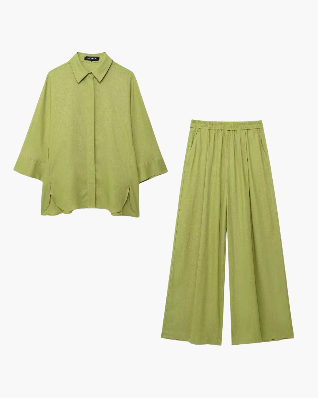 Elegante Tweedelige Set met Wijde Pijpen Broek voor Dames