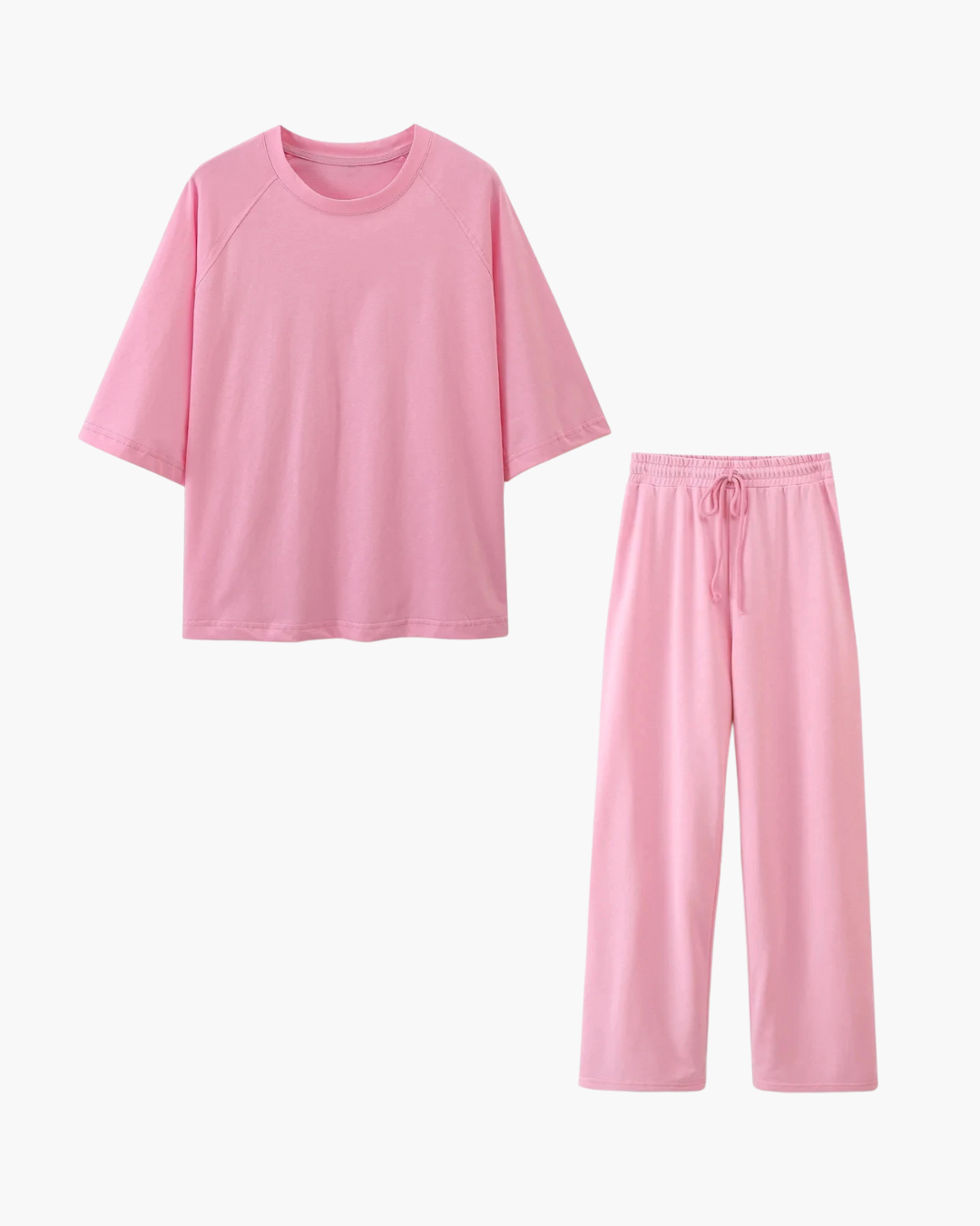 2-Delige Set met O-hals T-shirt en Trekkoord Broek voor Dames