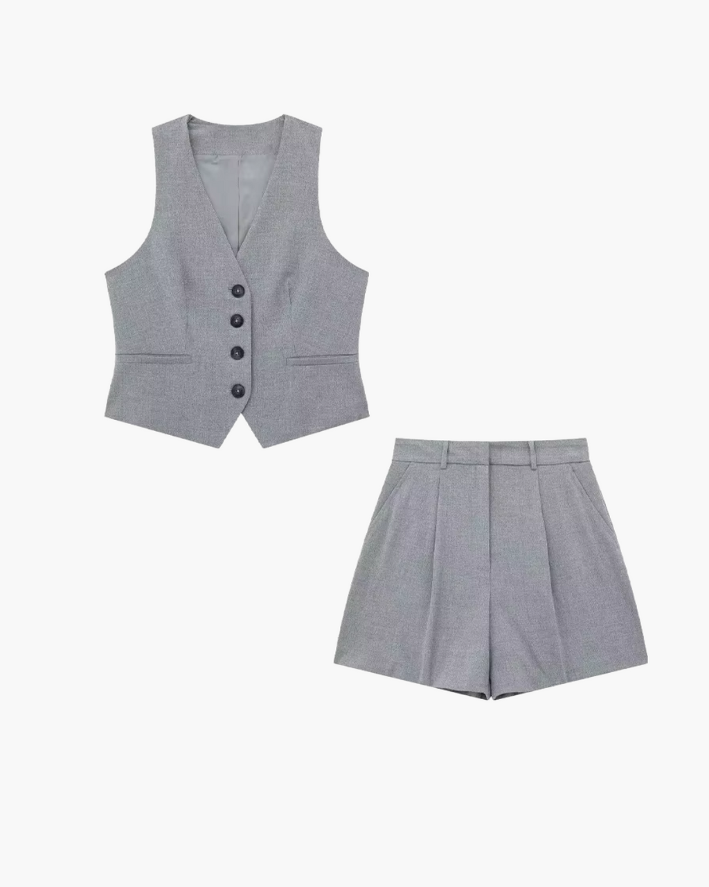 Stijlvol V-Hals Vest met Hoge Taille Shorts voor Dames
