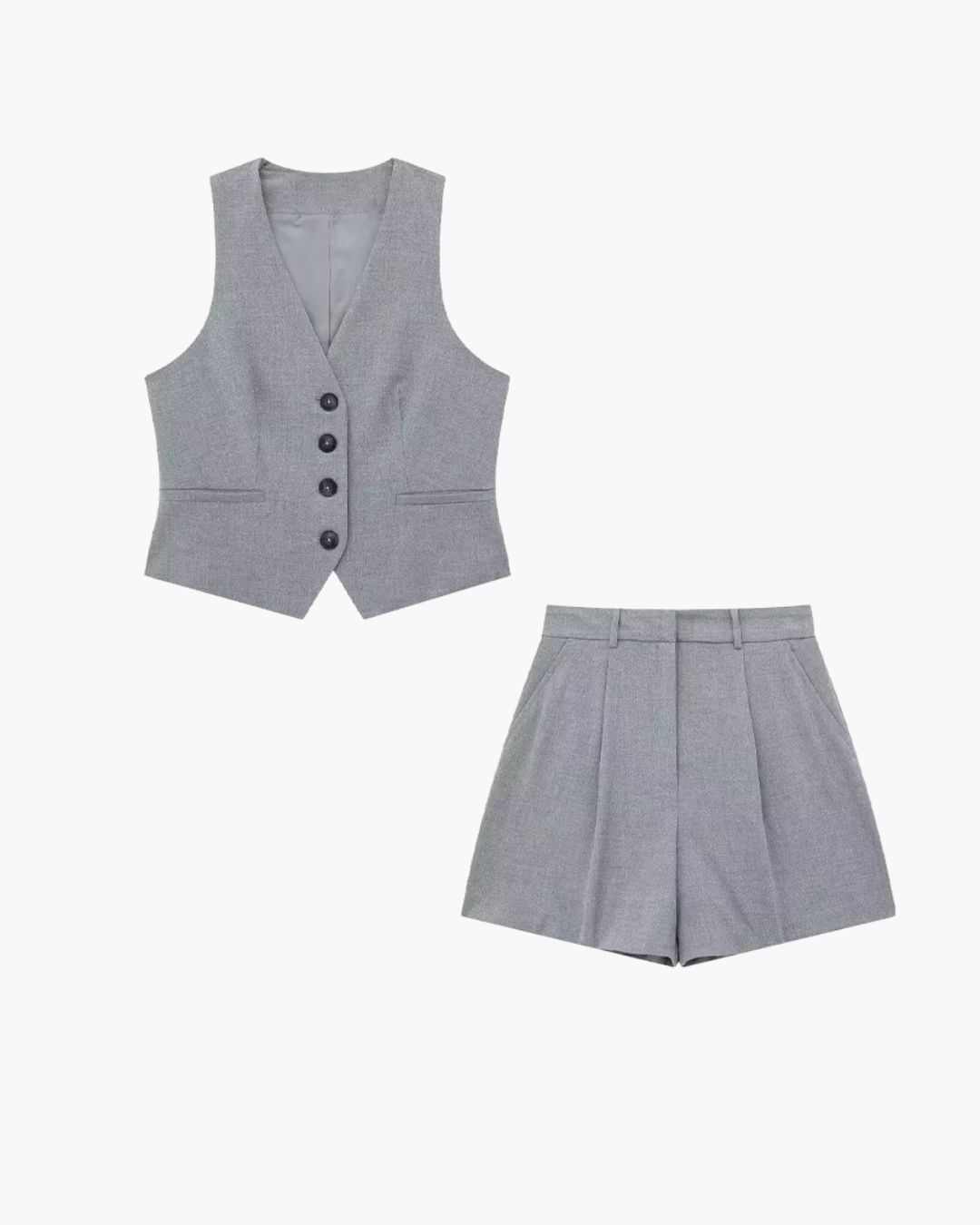 Stijlvol V-Hals Vest met Hoge Taille Shorts voor Dames