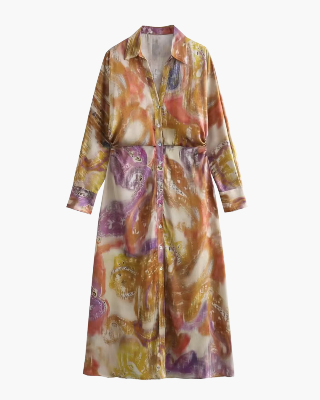 Satijnen Midi Jurk met Knopen voor Dames