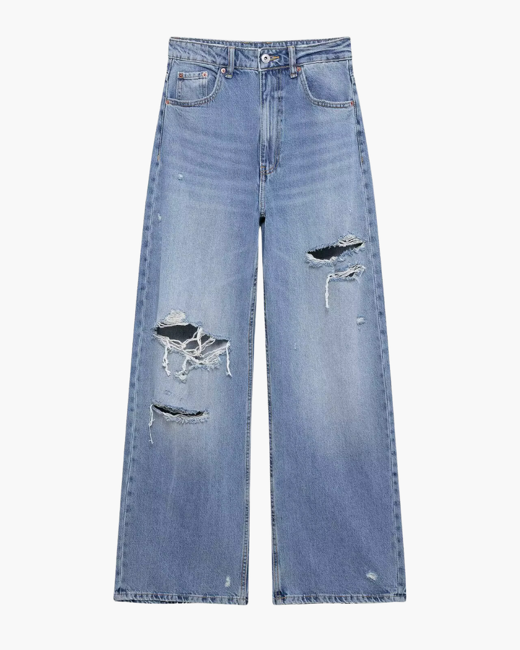 Gescheurde Denim Jeans met Hoge Taille voor Dames