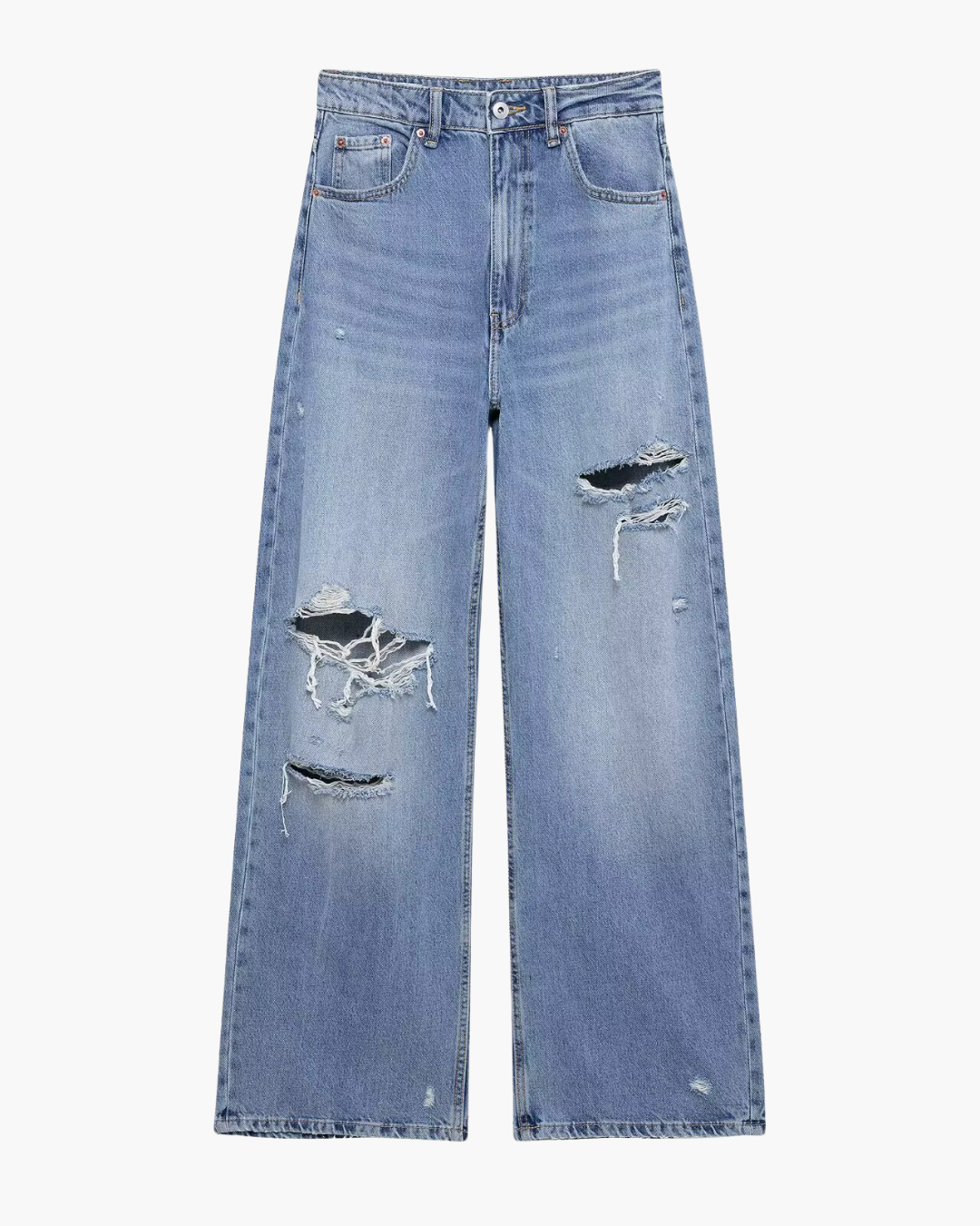 Gescheurde Denim Jeans met Hoge Taille voor Dames