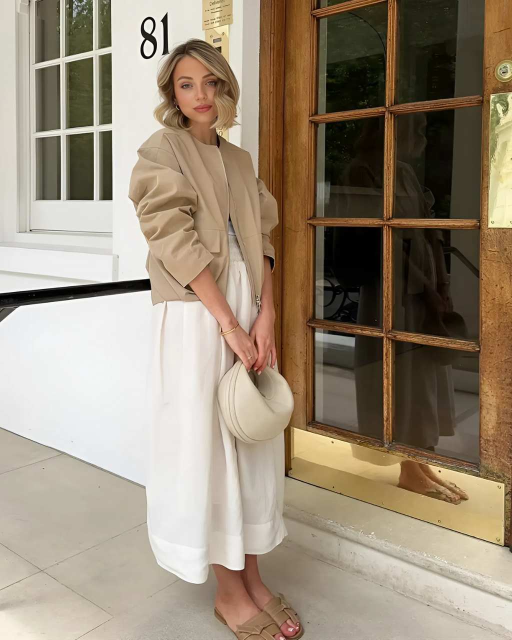 Beige Bomberjack in Koreaanse Stijl voor Dames