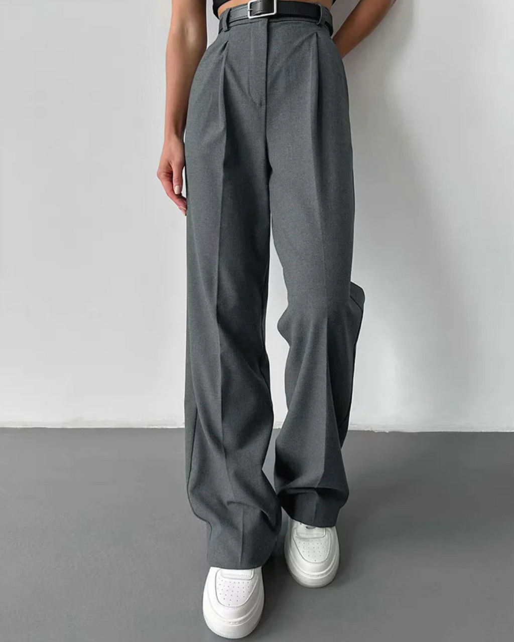 Elegante broek met wijde pijpen zonder riem voor Dames