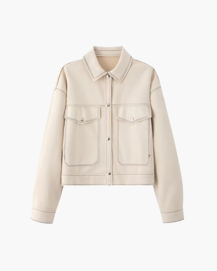 Stijlvolle Suède Look Jas met Kleurcontrast voor Dames