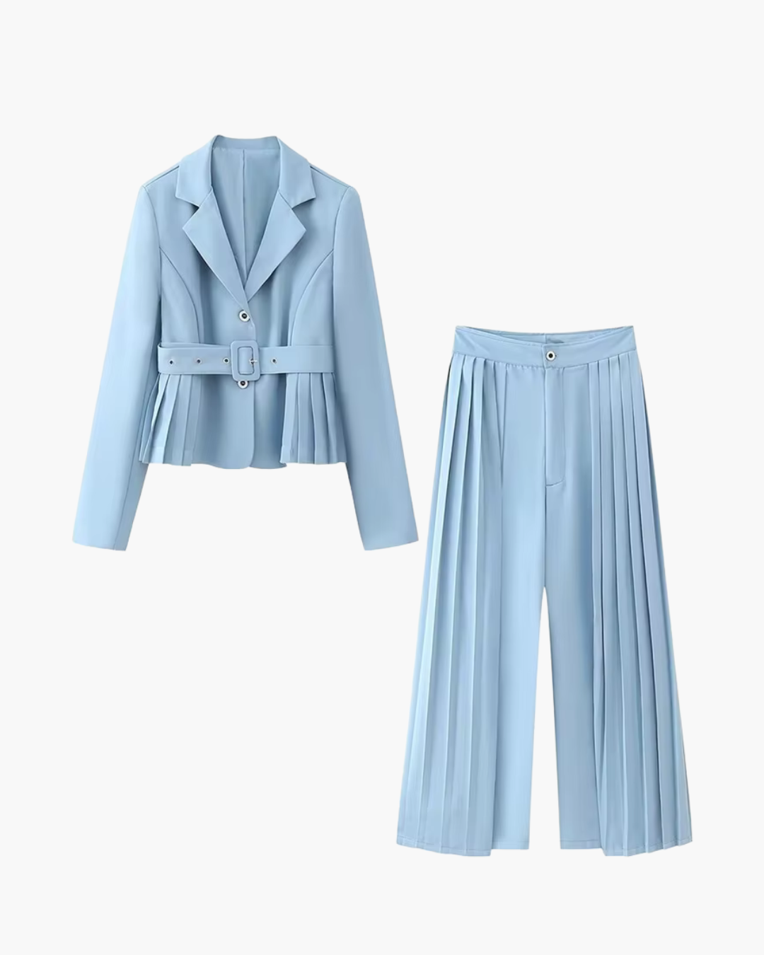 Stijlvol Gerimpeld Pak met Hoge Taille Broek voor Dames