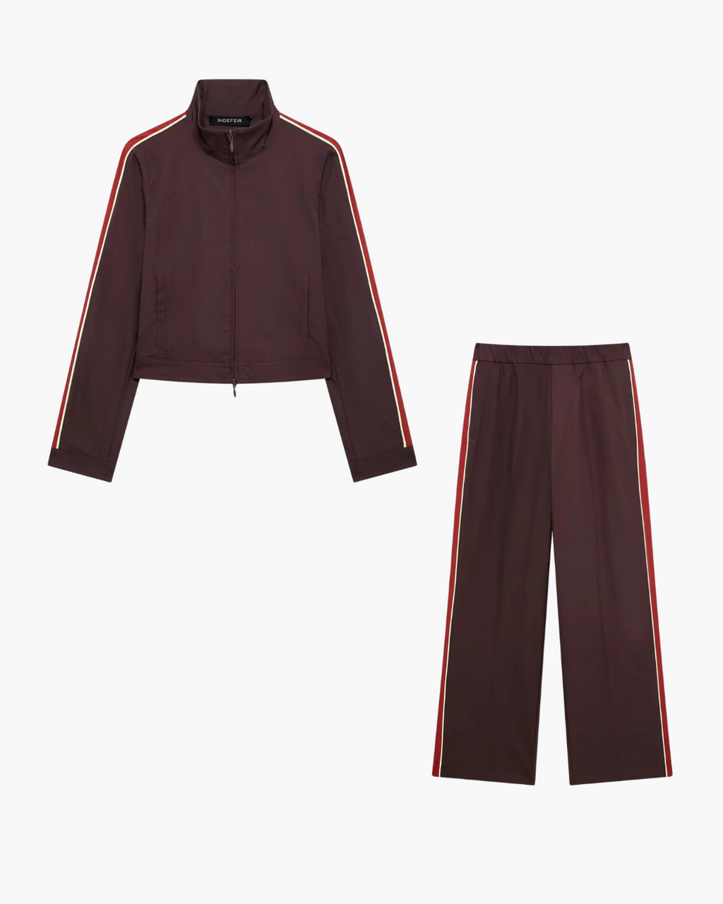 Vintage 2-Delige Set - Opstaande Kraag Jas & Wijde Broek met Zijstrepen voor Dames