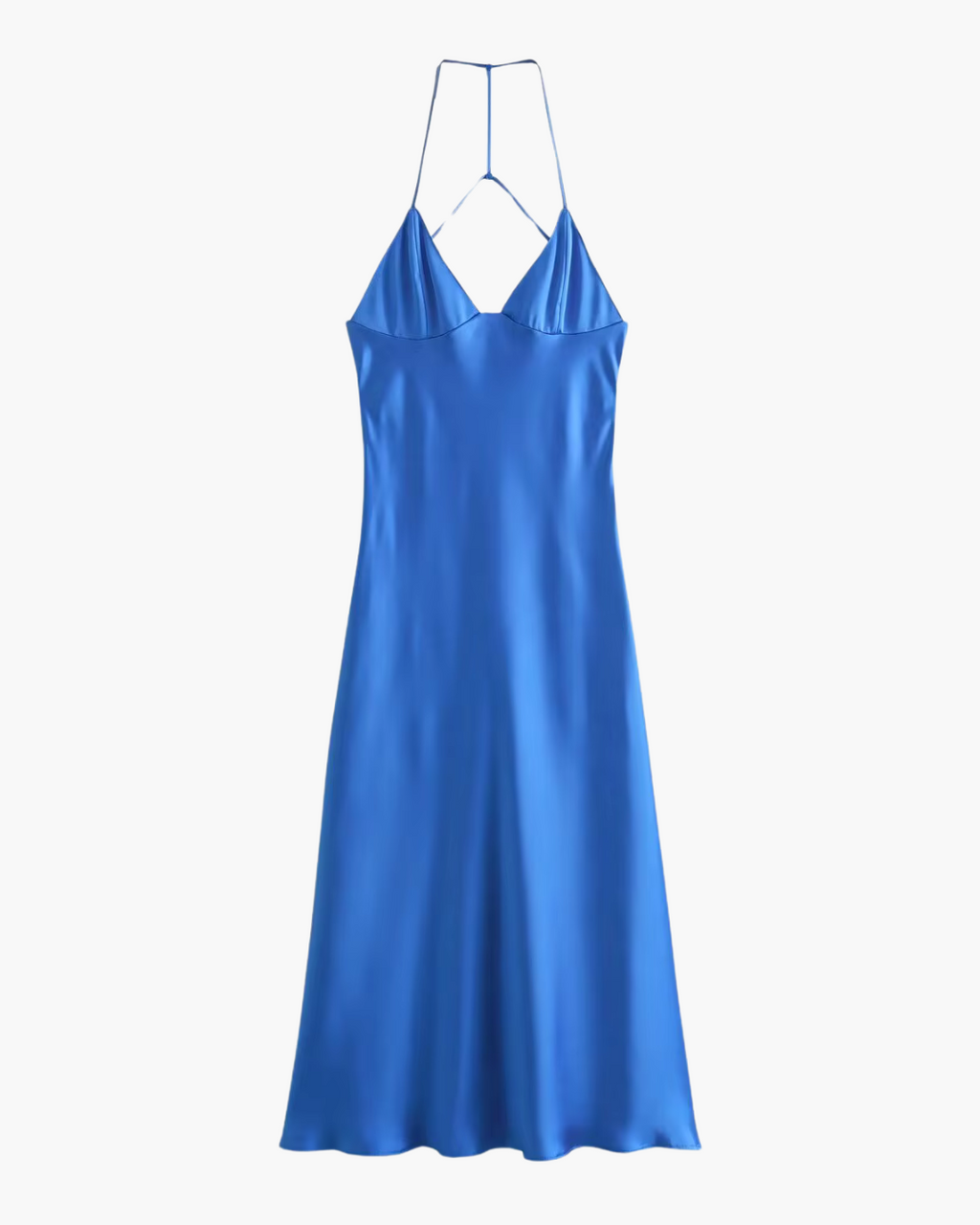 Satijnen V-Hals Midi Jurk met Dunne Bandjes voor Dames