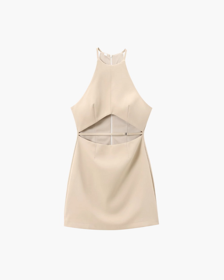 Mouwloze Mini-Jurk met Open Rug en Ronde Hals voor Dames