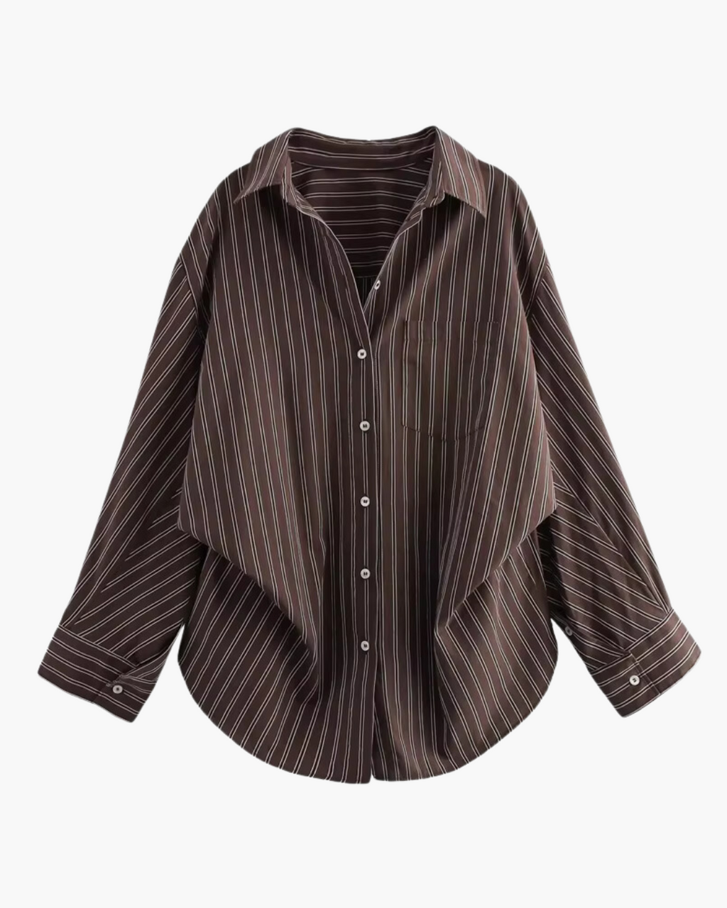 Bruin Gestreept Overhemd met Vleermuismouwen voor Dames