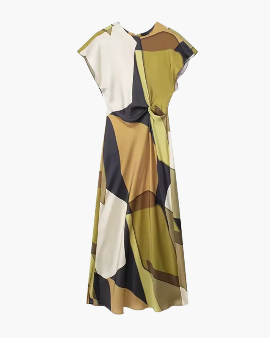 Vintage Geplooide Midi Jurk voor Dames