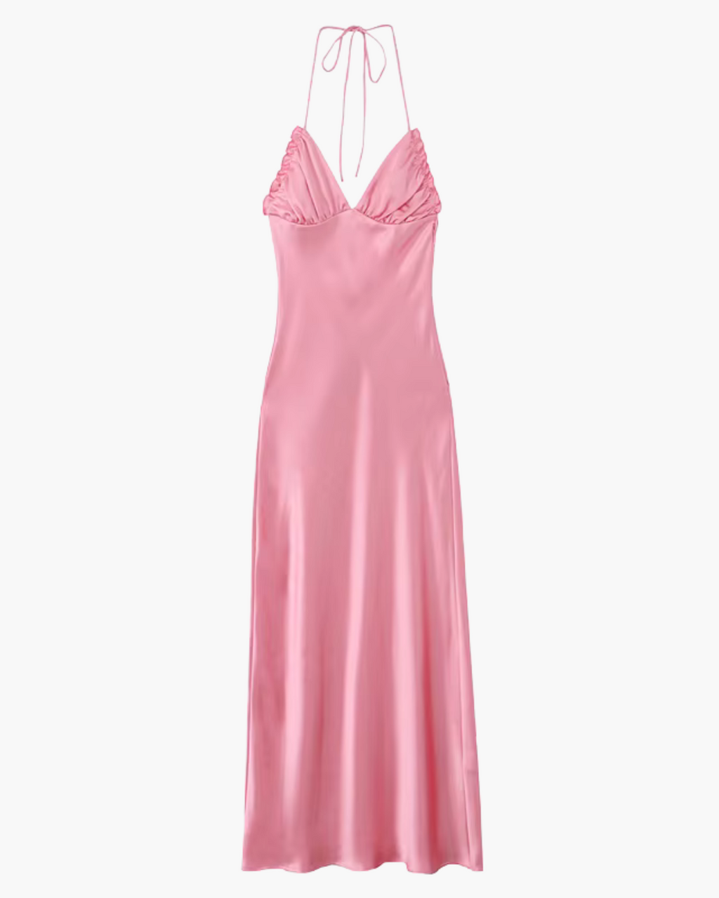 Roze Satijnen Halter Jurk Backless voor Dames