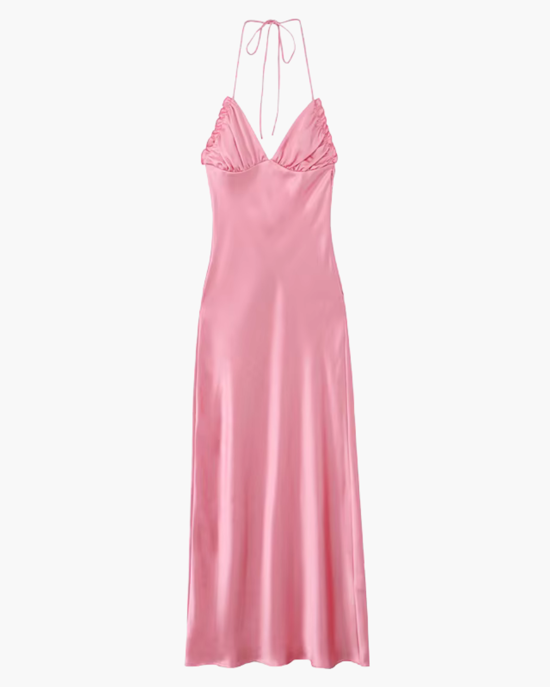 Roze Satijnen Halter Jurk Backless voor Dames