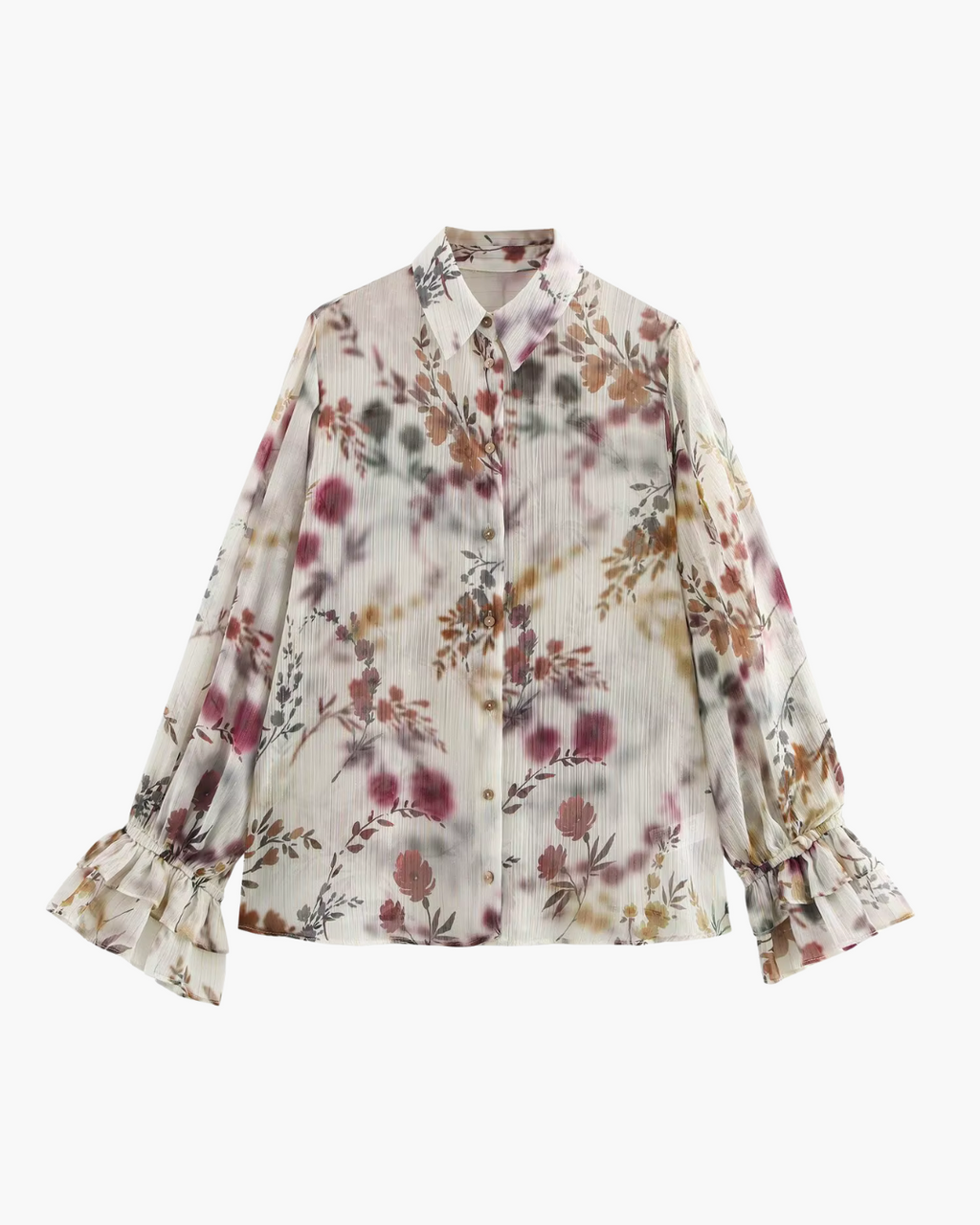 Vintage Bloemenprint Blouse met Flare Mouw voor Dames