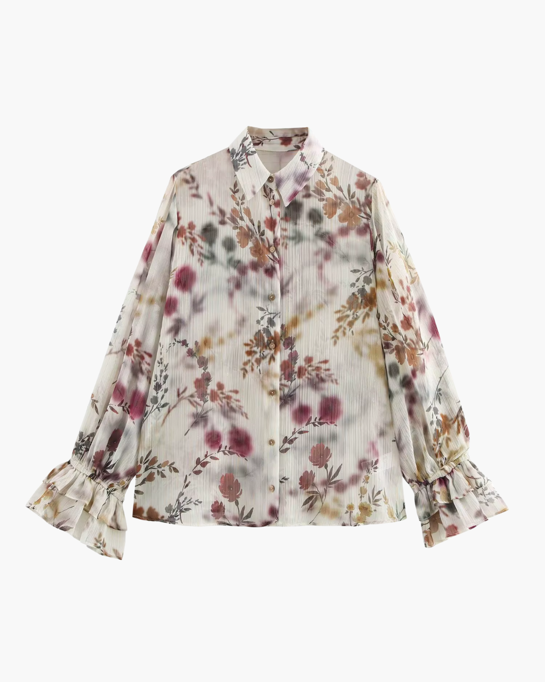 Vintage Bloemenprint Blouse met Flare Mouw voor Dames