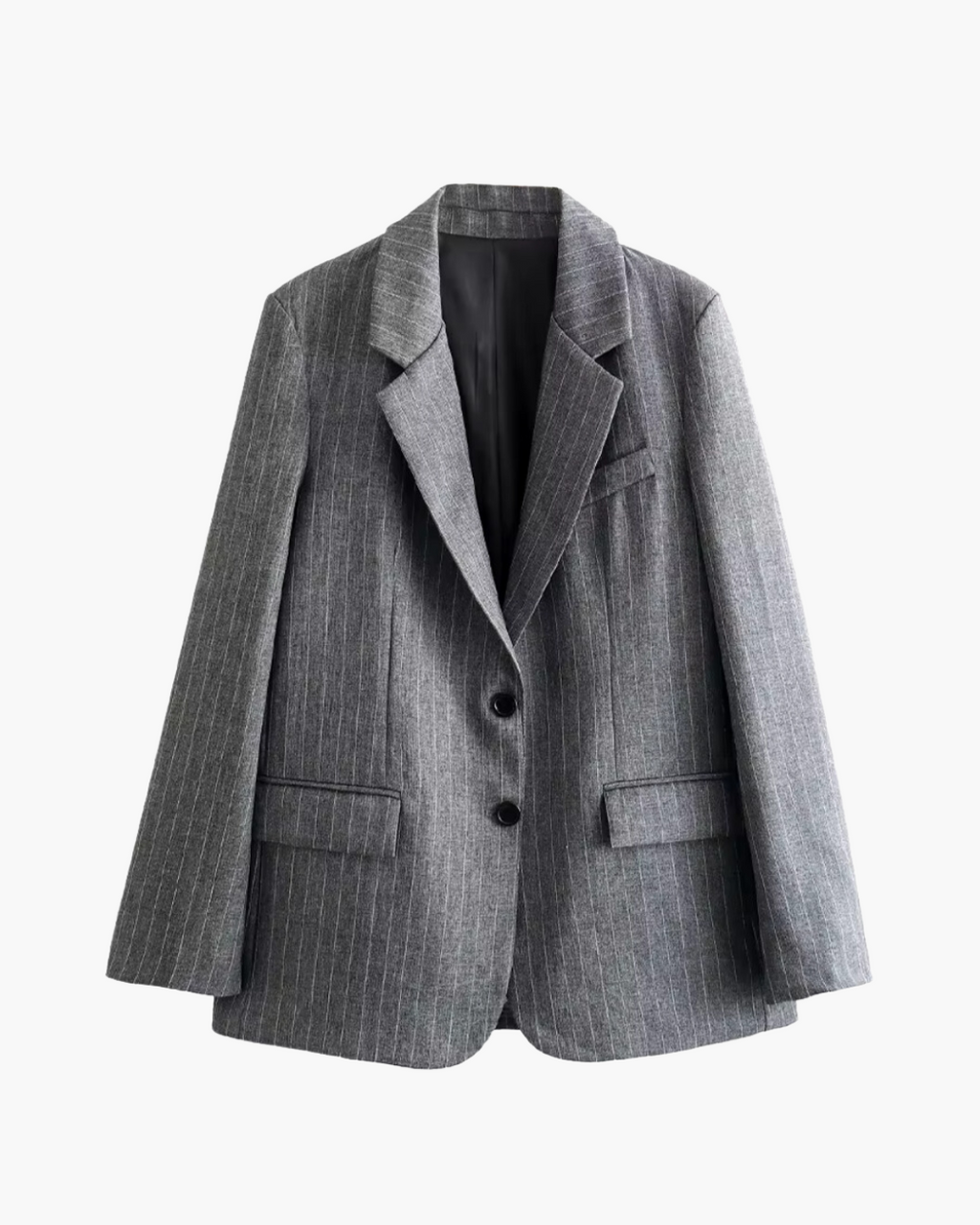 Chique Elegante Grijze Krijtstreep Blazer voor Dames