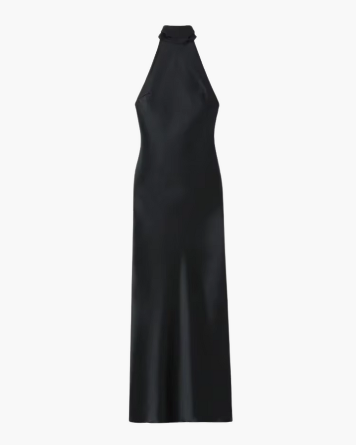 Luxe Elegante Satijnen Halterjurk met Open Rug voor Dames