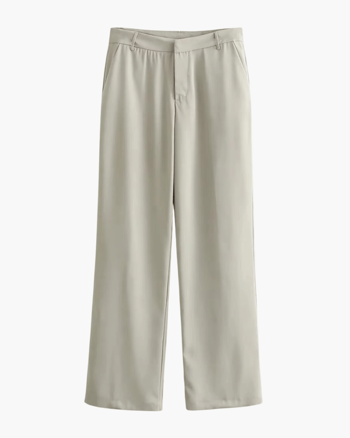 Vintage Beige Casual Pantalon met Hoge Taille voor Dames