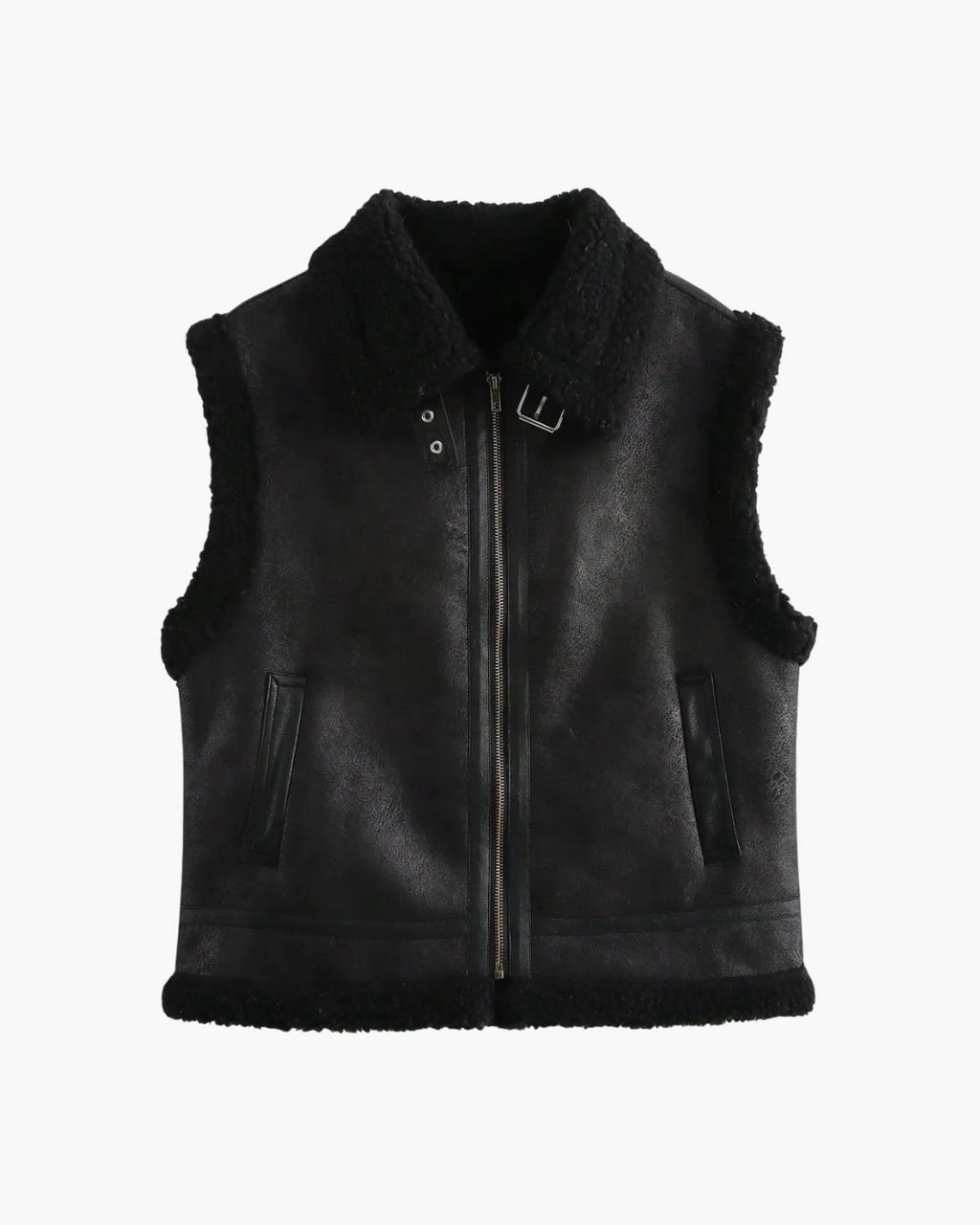 Warm Mouwloos Kunstleren Fleece Vest voor Dames