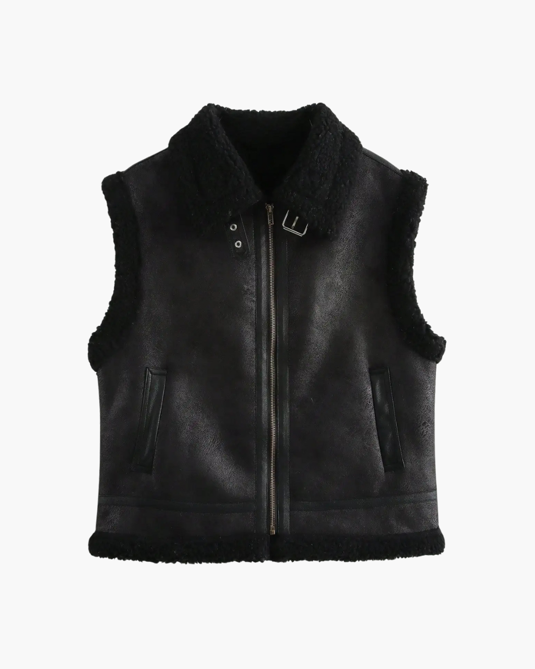 Warm Mouwloos Kunstleren Fleece Vest voor Dames