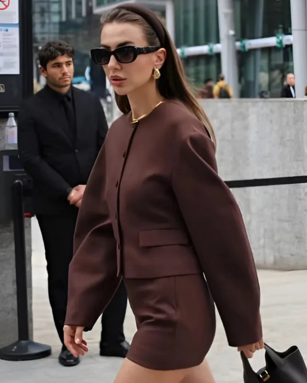 Elegante Chique Bruine Set voor Dames