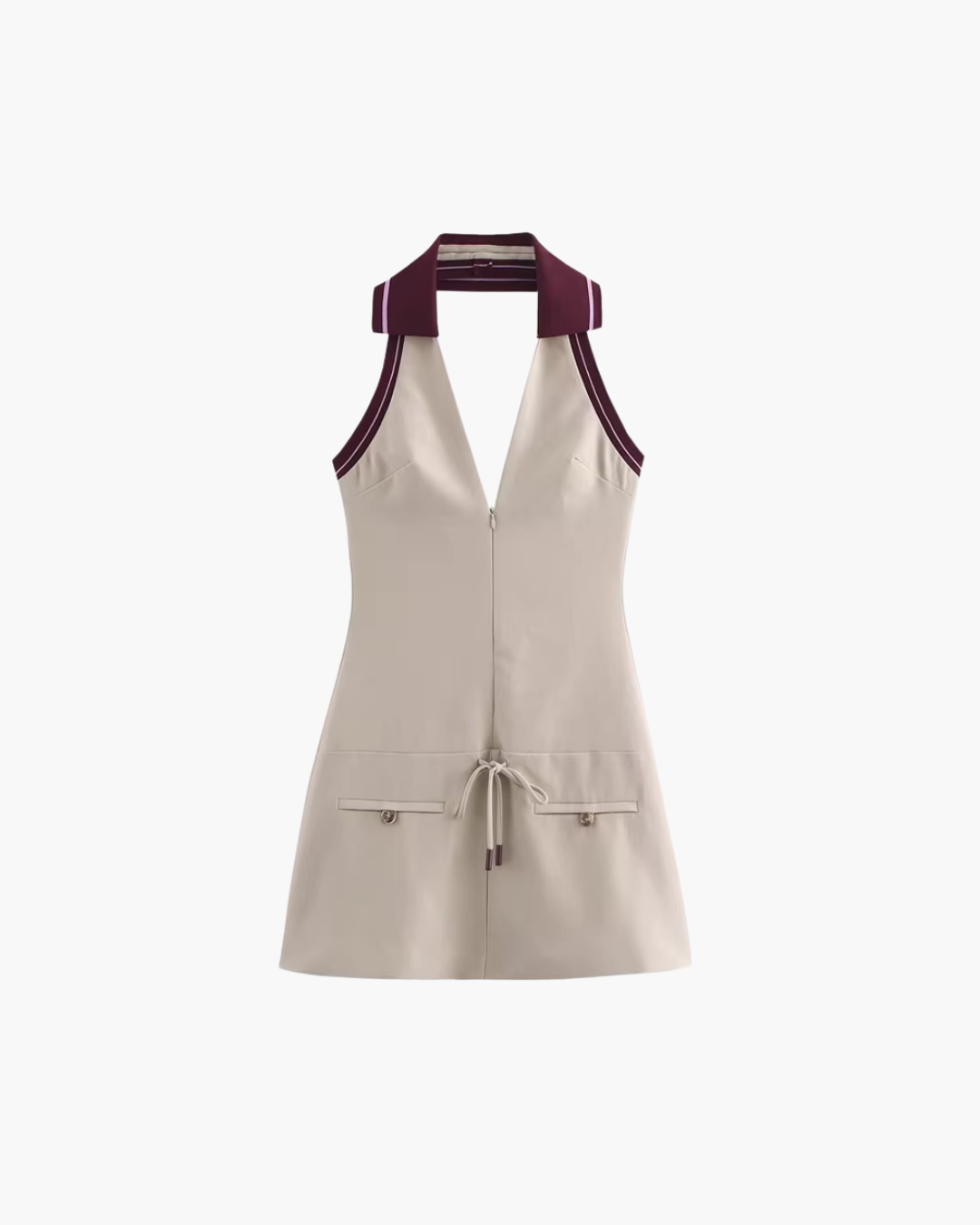 Patchwork Mini Beige Jurk voor Dames