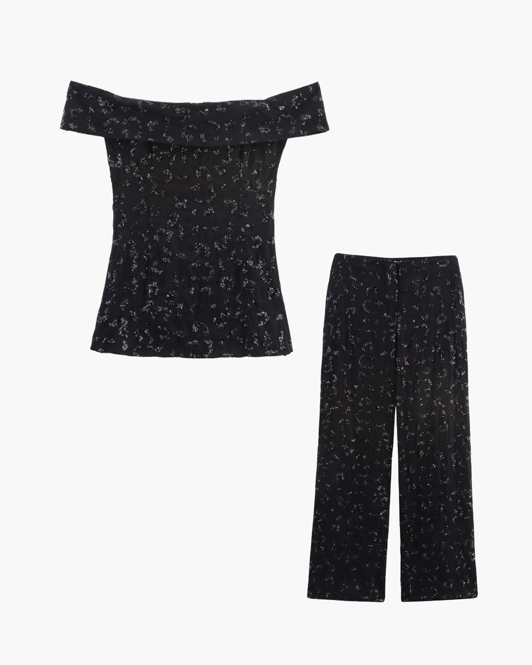 Chique Set met Pailletten Top en Wijde Broek voor Dames