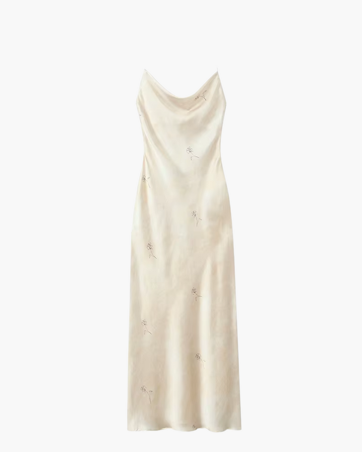 Elegante Satijnen Halterjurk met Open Rug voor Dames