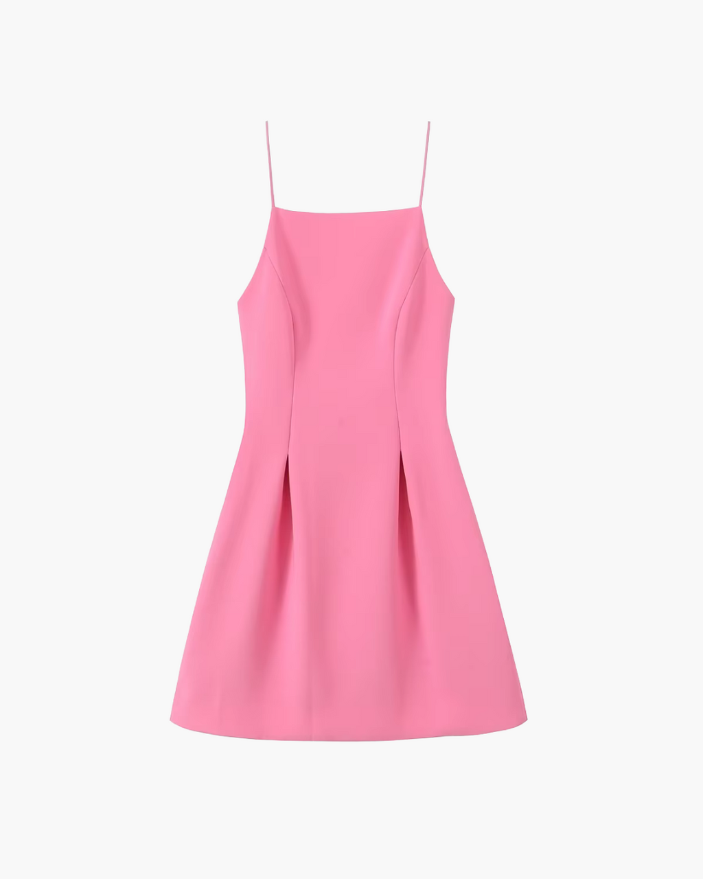 Zoete Effen Roze Geplooide Mouwloze Mini Jurk voor Dames