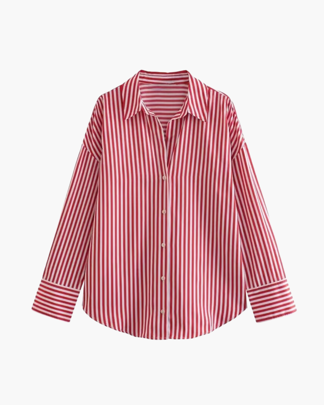 Rode Gestreepte Oversized Popeline Blouse Voor Dames