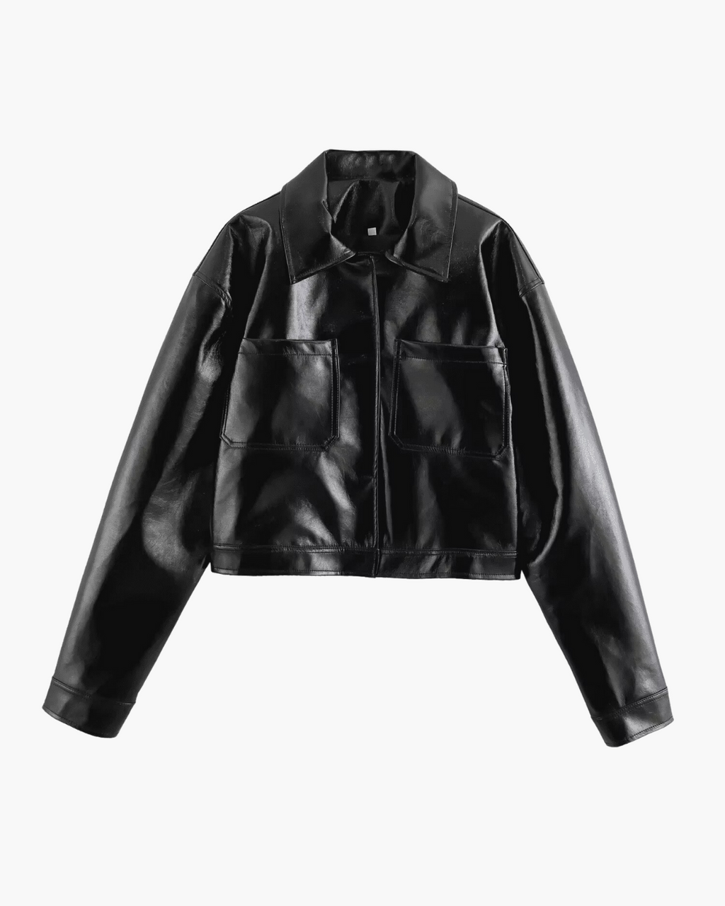 Stijlvolle Zwarte Diervriendelijke Leren Jas voor Dames