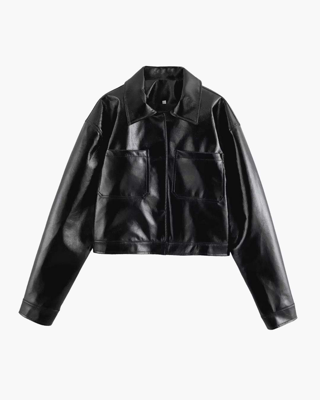 Stijlvolle Zwarte Diervriendelijke Leren Jas voor Dames